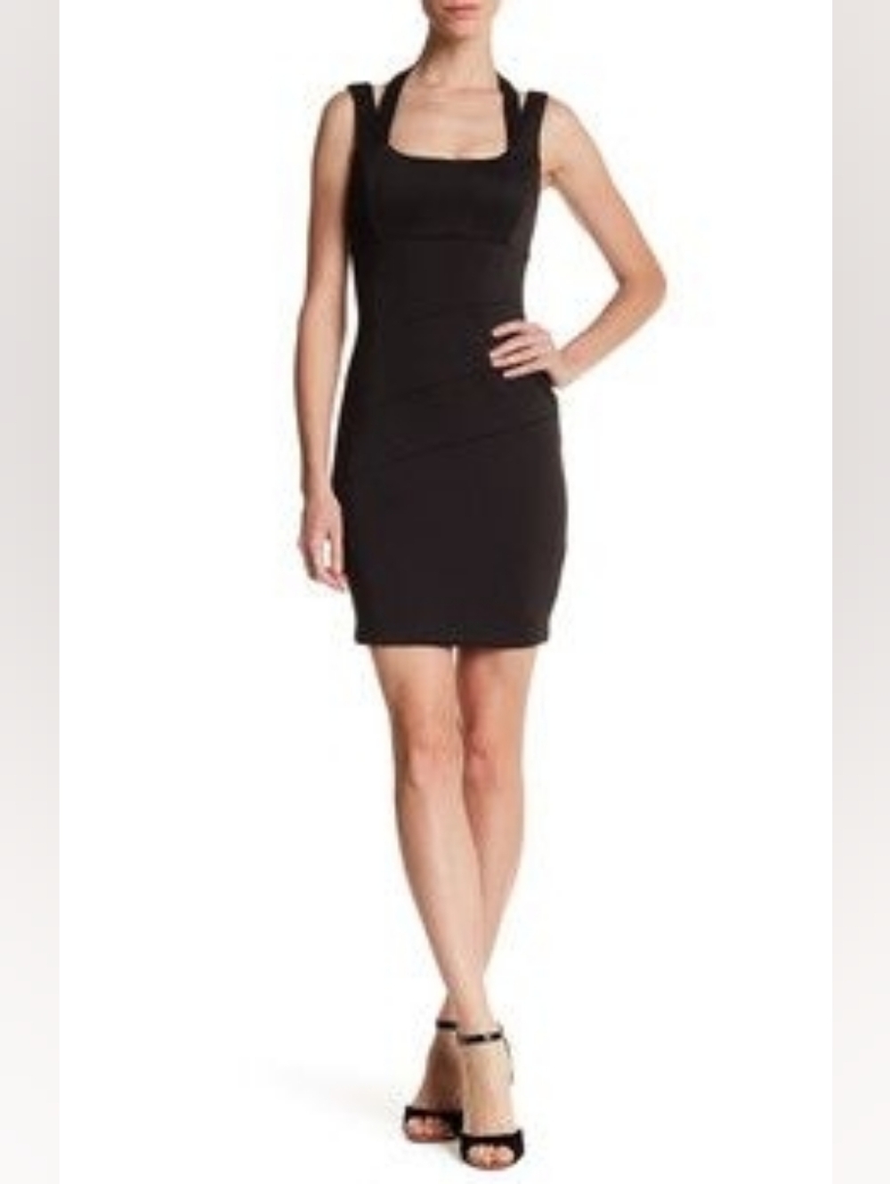Classy Black Sleeveless Sheath Stretch Fitted Dress - Classic Scoop Neck